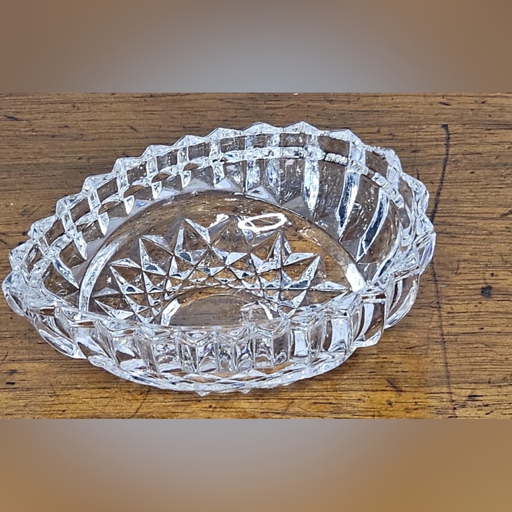 Vintage Clear Crystal Class Small Trinket Dish Storage Ashtray Retro Decor MCM